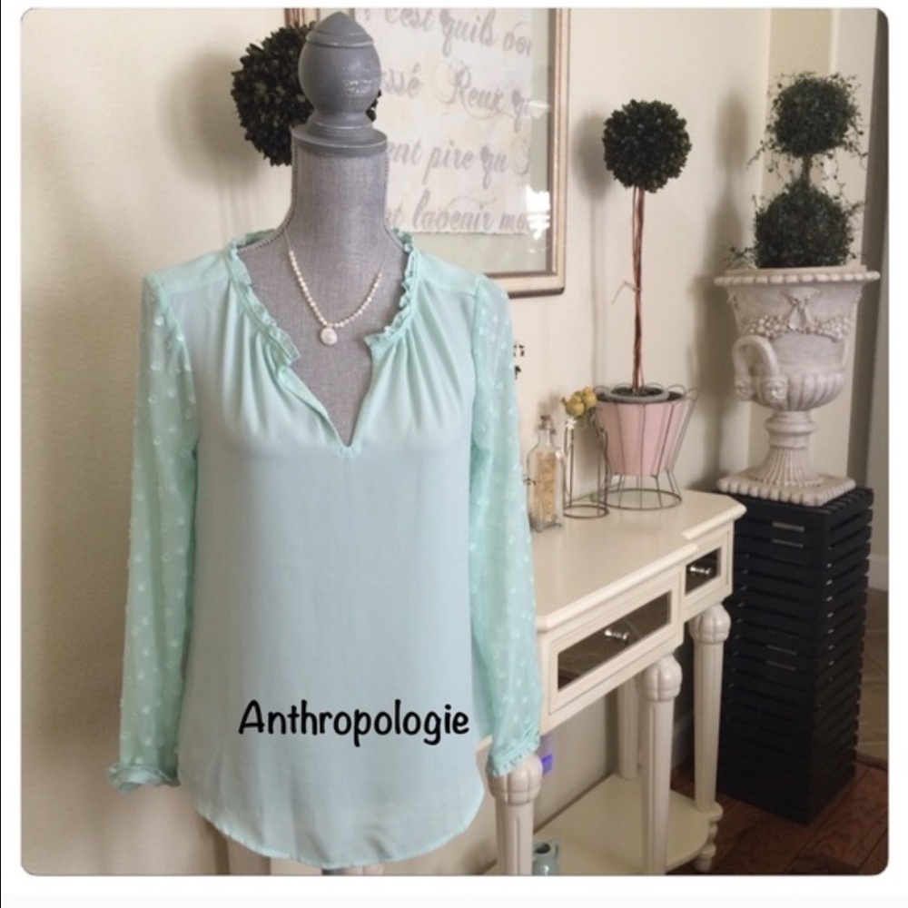 New - Anthropologie mint dots blouse